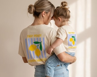 Partnerlook T-Shirt »Easy Peasy Lemon Squeezy«  aus Bio-Baumwolle mit Backprint I Matching Outfit für Mama & Kind oder die ganze Familie