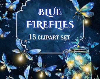 Watercolor Firefly Clipart Bundle, Magical Forest PNGs (Digital Download)