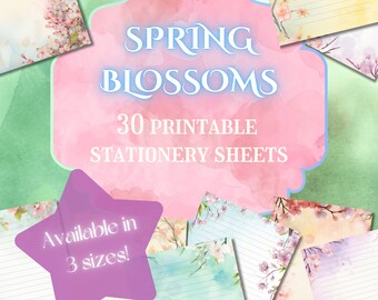 Spring Floral Stationery with Lined Pages // Spring Flowers Printable Stationery // Printable Writing Paper with Lined and Unlined Pages