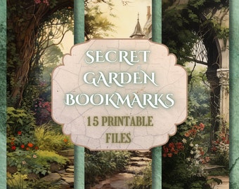 Secret Garden Printable Bookmarks, Botanical Floral Designs (Digital Download)
