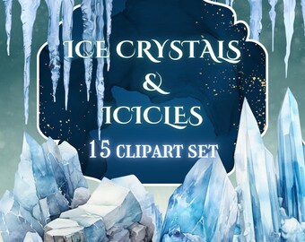 Watercolor Ice Crystals Clipart Set (Digital Download)