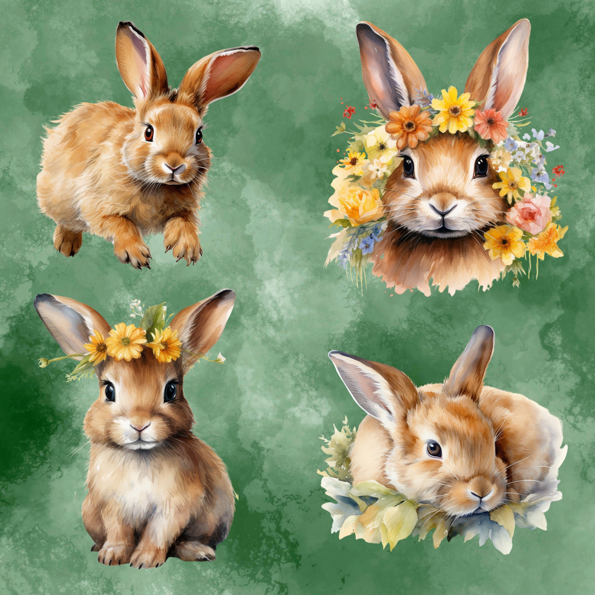 Watercolor Rabbit Clipart Set // Easter Bunny Clipart Bundle // Cute ...