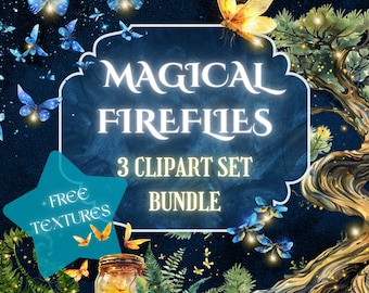 Watercolor Firefly Clipart Bundle: Magical Forest PNG (Digital Download)