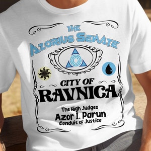 MTG Guilds of Ravnica Azorius Senate Vintage T-Shirt, Funny Magic The Gathering Retro Design Unisex Tee