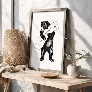 California Bear Art | Printable Wall Art | California Bear Hug | Instant Download  | Printable Poster