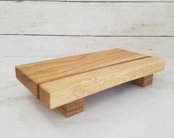 Suporte de madeira de carvalho natural para cozinha, escritório e decoração de casa.