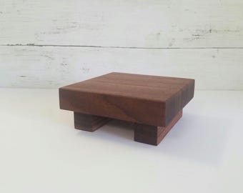 Walnut Wood Square Riser for Small Plants, Candles and Collectibles