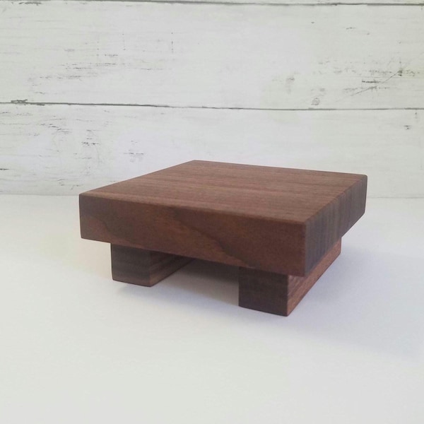 Walnut Wood Square Riser for Small Plants, Candles and Collectibles