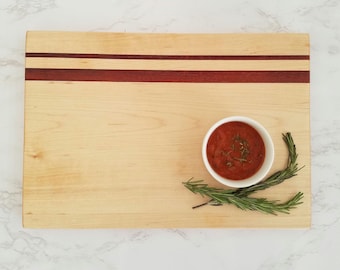 Maple and Bloodwood Cutting Board for Food Prep and Kitchen Decor