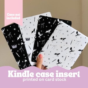 Inserts pour étui Kindle : couronnes, épées, thème dragons imprimés en papier cartonné pour votre étui transparent pour liseuse Kindle