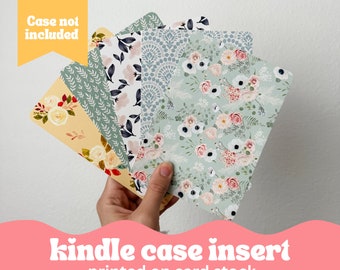 Kindle Case Inserts- floral wallpaper theme printed card stock inserts for your kindle e reader clear case- decorate how you want