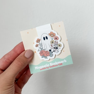 Ghost with flowers magnetic bookmark
