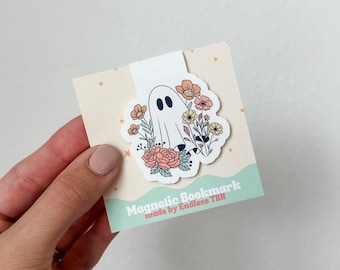Ghost with flowers magnetic bookmark