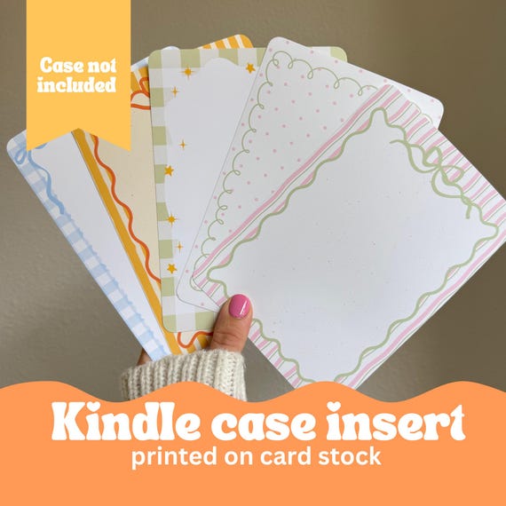 Frames with Stripes and Gingham Kindle Case Insert themed printed card stock inserts for your kindle e reader clear case