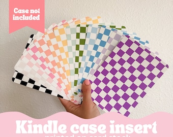 Kindle Case Inserts- plain classic/ STRAIGHT checker print all colors