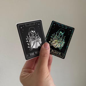 The Reader tarot waterproof sticker for kindle cases, laptops, and water bottles, bookish gifts