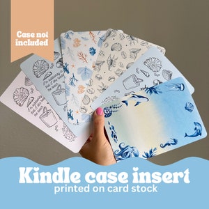 Inserts pour étui Kindle - Cartes imprimées sur le thème de la plage pour votre étui transparent pour liseuse Kindle, décorez comme vous le souhaitez