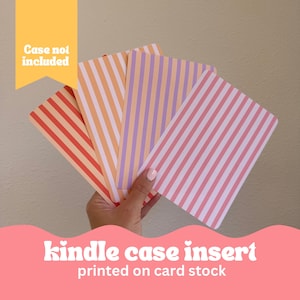 Inserts pour étui Kindle - Papier cartonné imprimé rayures fines pour votre étui transparent pour liseuse Kindle, décorez comme vous le souhaitez
