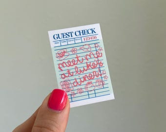 Guest Check Diner Stars waterproof sticker for kindle cases, laptops, and water bottles, bookish gifts