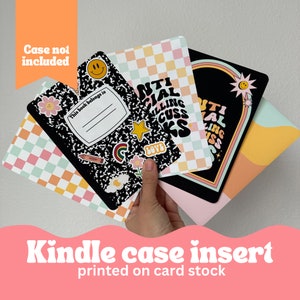 Inserts pour étui Kindle - amusants inserts en papier cartonné imprimé sur le thème de la rentrée scolaire pour votre étui transparent pour liseuse Kindle, décorez comme vous le souhaitez