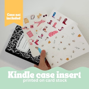 Kindle Case Inserts- fun travel and spring themed printed card stock inserts for your kindle e reader clear case- decorate how you want