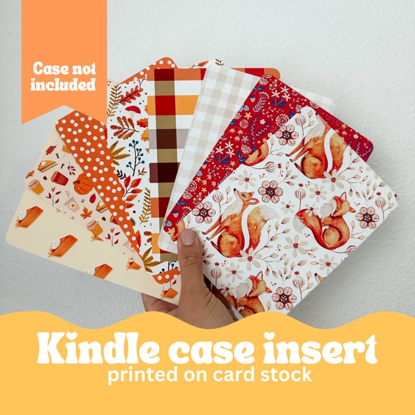 Kindle Case Inserts- pumpkin and fall themed printed inserts for your kindle e reader clear case- decorate how you want