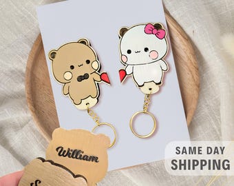 Lot De 9 Porte-clés Bubu Dudu Mignons En Acrylique - Porte-clés Panda Kawaii Pour Couple, Sac Ou Clés De Voiture