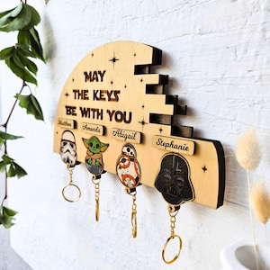 Personalisierte Anime Familie Schlüsselbund Aufhänger, Schlüssel für Wandbehang, Paar Einweihungsparty oder Jubiläumsgeschenk, gemütliches Zuhause und Stil, bester Freund