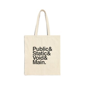 Public Static Void Main Cotton Tote Bag | Funny Programmer Java Code | Software Developer Gift