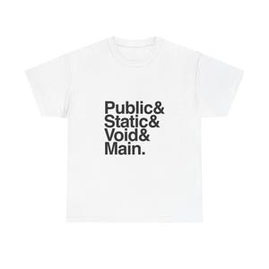 Public Static Void Main T-Shirt, Unisex Heavy Cotton Tee | Funny Programmer Java Code | Software Developer Gift