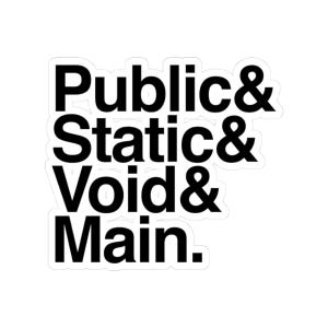 Public Static Void Main Kiss-Cut Sticker | Funny Programmer Java Code | Software Developer Gift