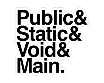 Public Static Void Main Kiss-Cut Sticker | Funny Programmer Java Code | Software Developer Gift