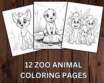Captivating Zoo Animals Coloring Book - 12 Printable Wildlife Sheets