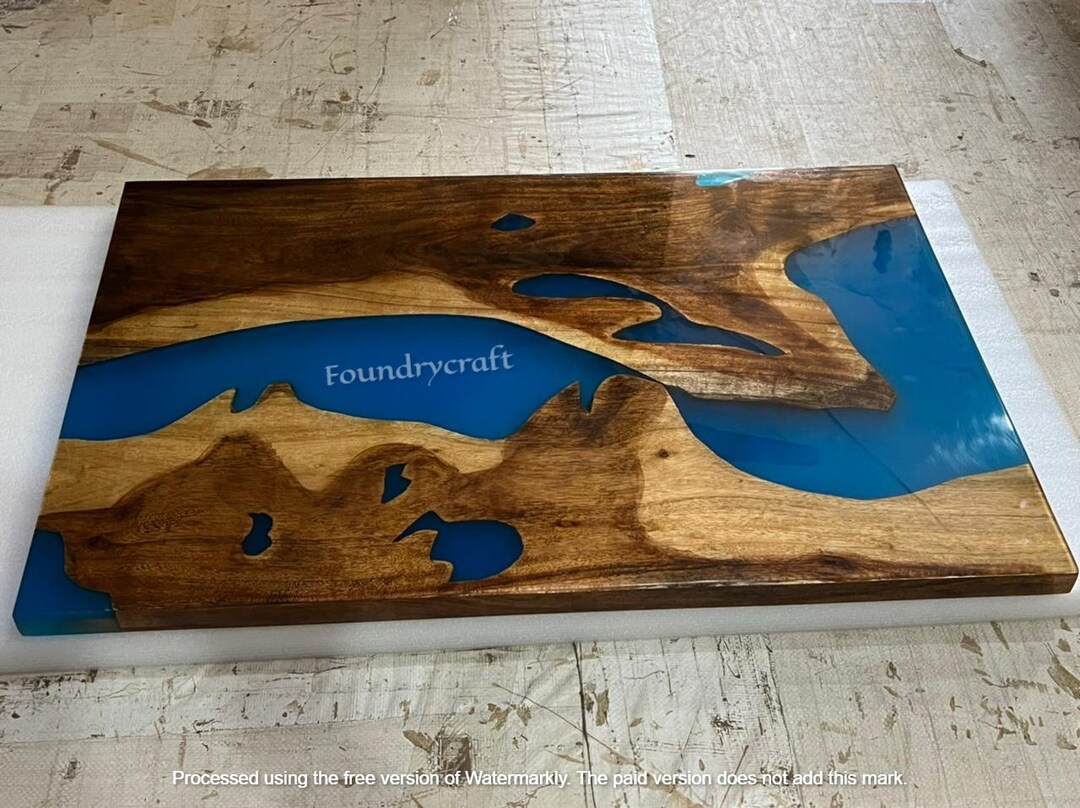Wooden Dining Table Top / Epoxy Dining Table Top / Blue River Table Top