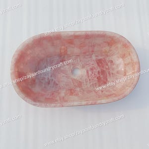 Luxury Natural Rose Quartz Agate Wash Basin for Bathroom & Kitchen Decor Handmade Countertop Sink Gift for Her Wedding Home Decor