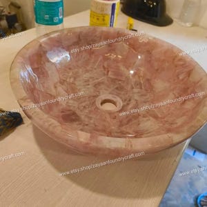 Rose Quartz Sink - Natural Stone Bathroom Basin / Healing Crystal Vessel / Pink Gemstone Vanity Bowl / Unique Home Decor