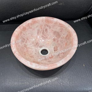 Luxury Natural Rose Quartz Agate Wash Basin for Bathroom & Kitchen Decor Handmade Countertop Sink Gift for Her Wedding Home Decor