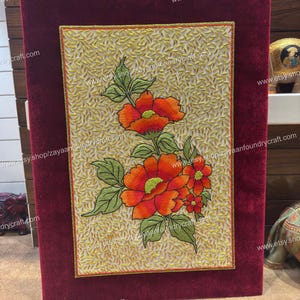 Floral Zardozi Wall Hanging: Gold Thread Embroidery, Jewel Carpet Tapestry
