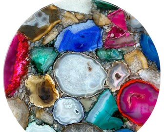 Handmade Mix Agate Table Top: Rectangle Dining or Conference Table