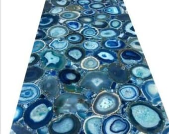 Agate Stone Center Table / Counter Top Semi Precious Stones Handmade