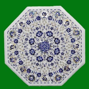 Marble side end Tabletop Semi Precious Stones inlay handmade Pietra Dura artwork