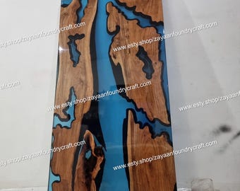 Acacia Wood Epoxy Resin River Tabletop: Live Edge Bartop (Customizable)