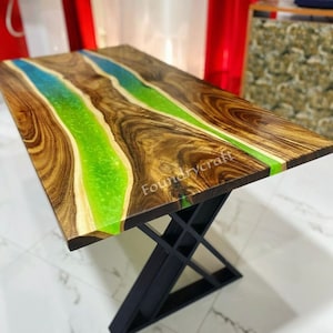 Epoxy Handmade Luxury dining, Sofa side Center Tabletop Live Edge Walnut Table, Custom Order, Epoxy Resin River Table, Natural Wood
