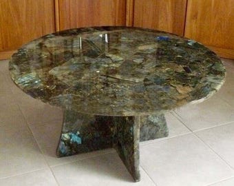 Handmade Labradorite Tabletop: Natural Gemstone Slab, Luxury Home Decor