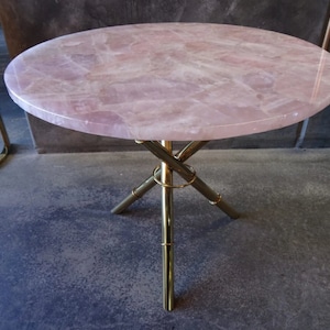 Rose Quartz Table Top/ Pink Rose Quartz Coffee Table Top Handmade Home Decor