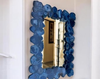 Handmade Agate Stone Mirror: Custom Home Decor (30x24)