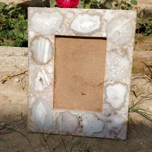 Natural Botswana Agate Photo Frame: Minimalist Home Decor