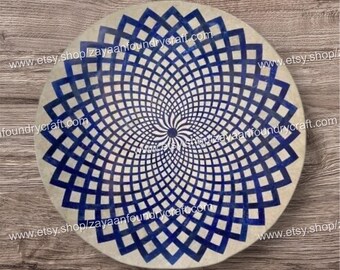 Handmade Marble Inlay Table Top: Sodalite Mosaic Coffee Table