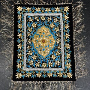 Handcrafted Zardozi Tapestry | Wall Hanging | Indian Zardozi Art | With Real Gemstones