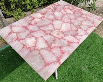 Handmade Rose Quartz Tabletop: Customizable Dining or Coffee Tabletop.